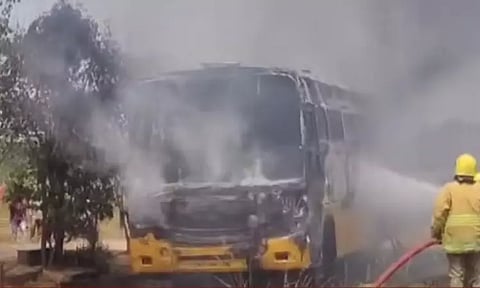 Private college bus in Vellore catches fire; no casualties reported