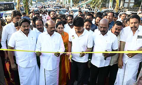 Deputy CM Udhayanidhi Stalin, on Tuesday, inaugurated a ‘U-shaped’ flyover at Tidel Park signal (Justin George)