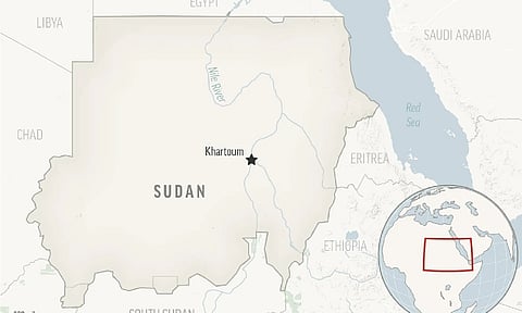 This is a locator map for Sudan with its capital, Khartoum