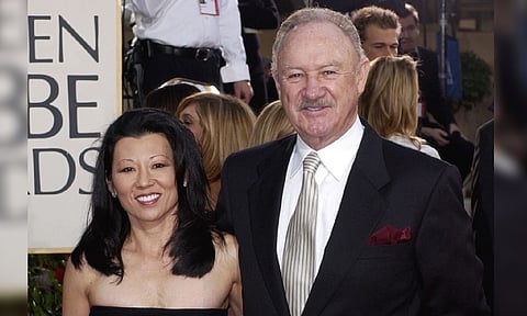 Actor Gene Hackman arrives with his wife, Betsy Arakawa, for the 60th Annual Golden Globe Awards in Beverly Hills, Calif., Sunday, Jan 19, 2003 (AP)&nbsp;