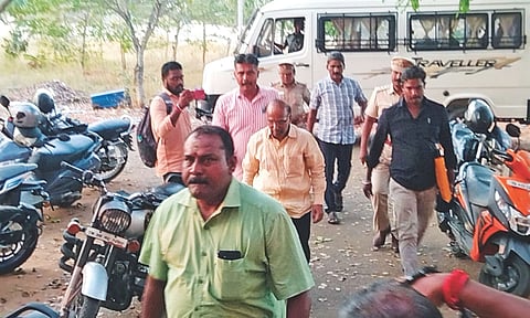 S Surya Prakash being taken to the court in Karur on Wednesday