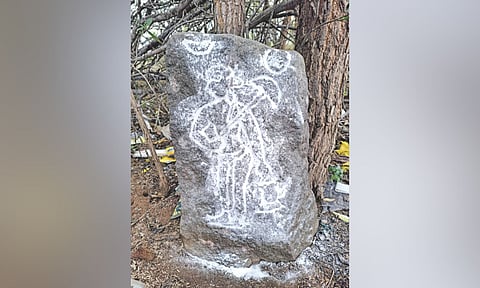 300-year-old unaligned stone with Vamana contour found near Tiruchuli