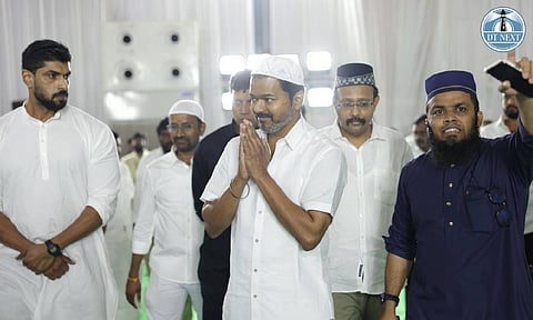 Tamilaga Vettri Kazhagam (TVK) president and actor Vijay in the Iftar gathering at YMCA grounds in Royapettah