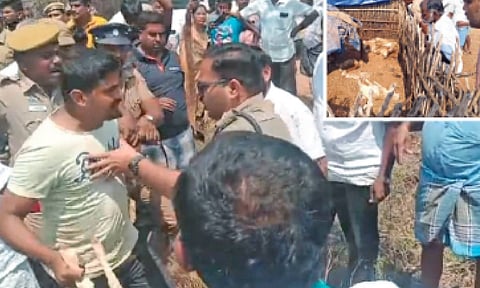 Farmers protest after 18 goats were killed in a stray dog attack in Erode