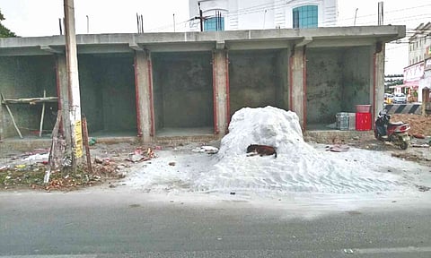 Ongoing construction work of commercial complex on the land where Rajammal Devi Park is located