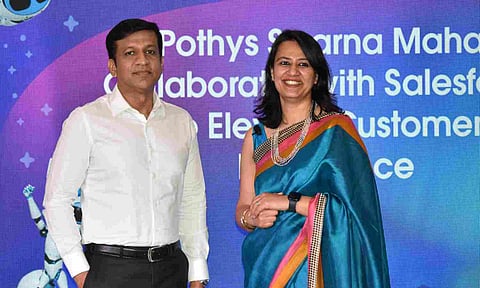 (L to R) Ashok Pothy, Founder and Director, Pothys Swarna Mahal &amp; Mankiran Chowhan, Vice President, Financial Services and Consumer Industries, Salesforce India