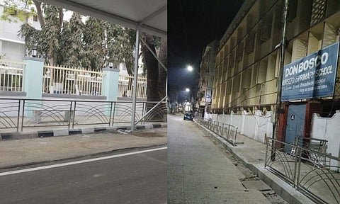 GCC begun works to install railing along pedestrian paths adjoining schools, colleges and hospitals in various localities (X)