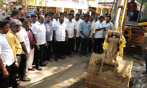 Minister of Health and Family Welfare Ma Subramanian inaugurated the construction of a 1.54 km Stormwater Drainage (SWD) (X/@masubramanian)&nbsp;