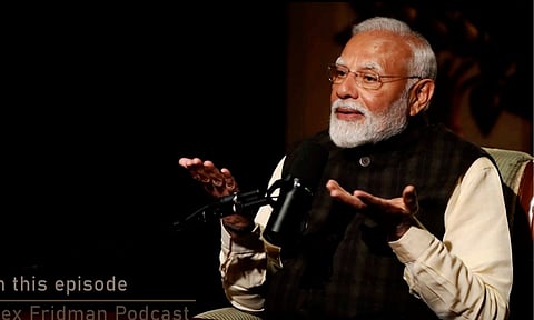 Prime Minister Narendra Modi during a podcast with Lex Fridman (PTI)