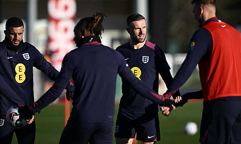 Jordan Henderson during  a training session with the England team&nbsp;