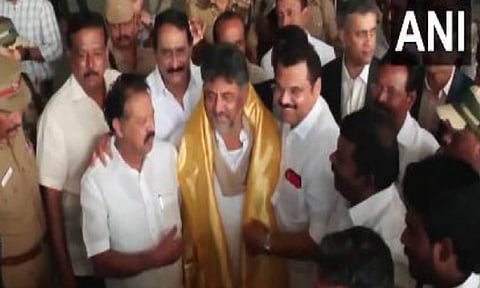 Karnataka Deputy CM DK Shivakumar reaches Chennai. (Photo/ANI)