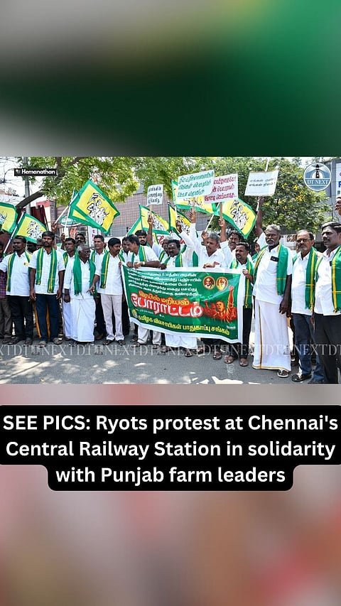 SEE PICS: Ryots protest at Chennai's Central Railway Station in solidarity with Punjab farm leaders