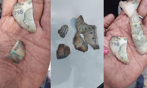 Burnt image of Rs 500 note (IANS)