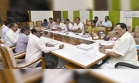&nbsp;Minister Duraimurugan and other officials during the meeting