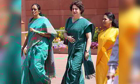 Congress MP Priyanka Gandhi during the Budget session of Parliament, in New Delhi (PTI)