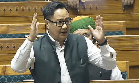 Union Minister Kiren Rijiju speaks in the Lok Sabha (PTI)&nbsp;