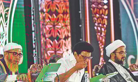 Chief Minister MK Stalin taking part in the Iftar party organised by the DMK’s Minority Welfare Wing on Monday