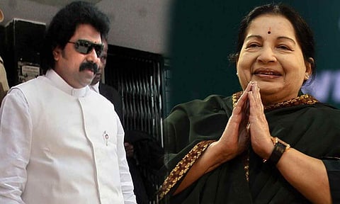 Photo collage of VN Sudhakaran (Credit: India TV) and former CM J Jayalalithaa