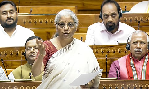 Union Minister Nirmala Sitharaman speaks in the Lok Sabha during the Budget session of Parliament (PTI)