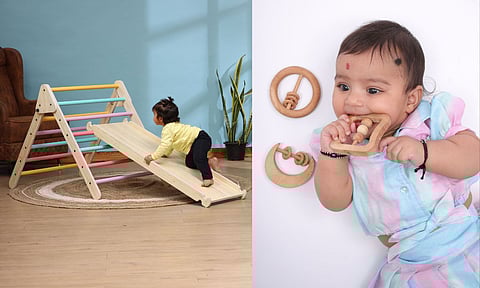 Kids products Pikler climber and Teethers in wooden