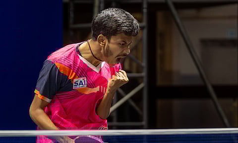 Anirban Ghosh celebrating his victory against a perfectly placed Shot&nbsp;