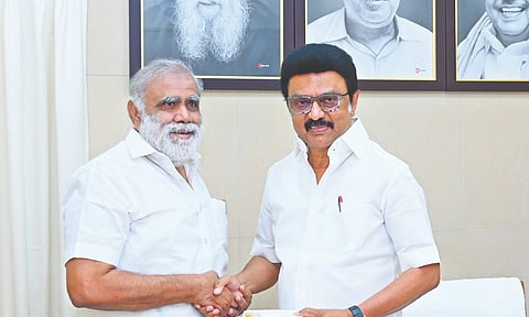 Prior to discussion in Assembly Rural Development Minister I Periyasamy called on Chief Minister MK Stalin on Wednesday