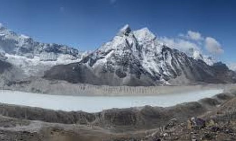 Imja Lake, a glacial lake in the Mount Everest region of Nepal, began as meltwater ponds in 1962 and now contains 90 million cubic meters of water&nbsp;