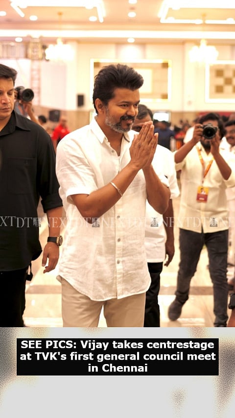 SEE PICS: Vijay takes centrestage at TVK's first general council meet in Chennai