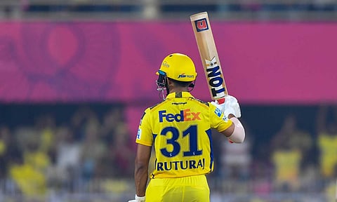 Chennai Super Kings' captain Ruturaj Gaikwad celebrates after scoring fifty runs during the Indian Premier League (IPL) 2025 (PTI)