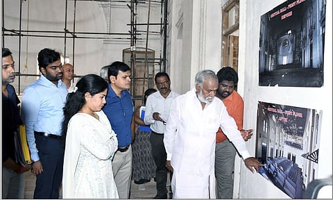 Mayor R Priya and Minister PK Sekarbabu inspects Victoria Public Hall restoration works&nbsp;