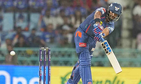 Lucknow Super Giants' Nicholas Pooran plays a shot during an Indian Premier League (IPL) 2025 cricket match between Lucknow Super Giants and Punjab Kings, in Lucknow (PTI)