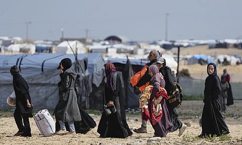 Displaced Palestinians arrive in Khan Younis, Gaza