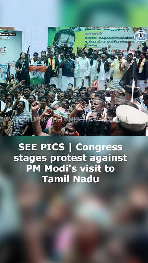 SEE PICS | Congress stages protest against PM Modi's visit to Tamil Nadu
