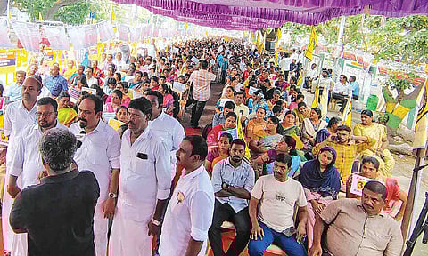 Members of the Secondary Grade Seniority Teacher’s Association protesting in Egmore&nbsp;