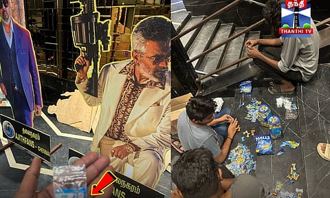 Tablets placed on seats for Ajith fans to use after cheering (Thanthi TV)