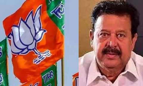 BJP flag; Senior DMK leader and Tamil Nadu Minister K Ponmudy