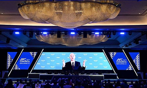 FIFA President Gianni Infantino delivers a message during the 35TH Asian Football Confederation (AFC) Congress&nbsp;