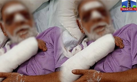 The elderly victim who was injured in the accident (Thanthi TV)