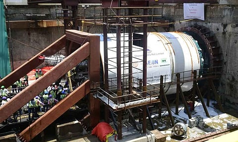 Construction works at Chennai Metro Rail tunnel connecting Lighthouse and Thirumayilai (Image/X)&nbsp;