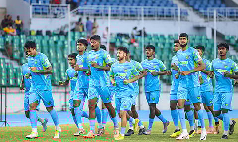Chennaiyin FC players train at the JLN stadium ahead of Durand Cup in 2024&nbsp;