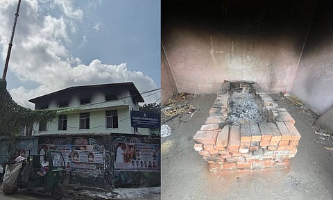 (L-R) Blackened windows of crematorium Seethram Nagar in Kodungaiyur; Uneven flooring in Elangonagar, Anna Nagar extension