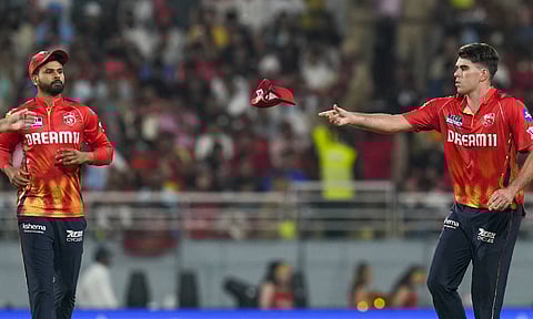 Xavier Bartlett and Shreyas Iyer during the match (PTI)