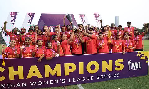 East Bengal women's team with the IWL trophy