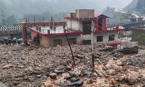 Heavy rain triggered flash floods at different places in Jammu and Kashmir's Ramban district early on Sunday (PTI)