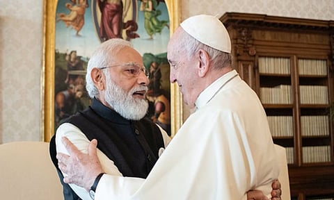 PM Modi with Pope Francis (Image Source: X@narendramodi)