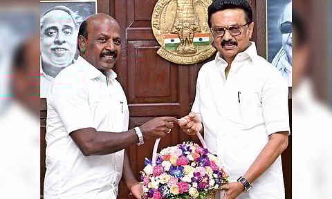Ma Subramanian calls on Chief Minister MK Stalin before the Assembly debate on Monday