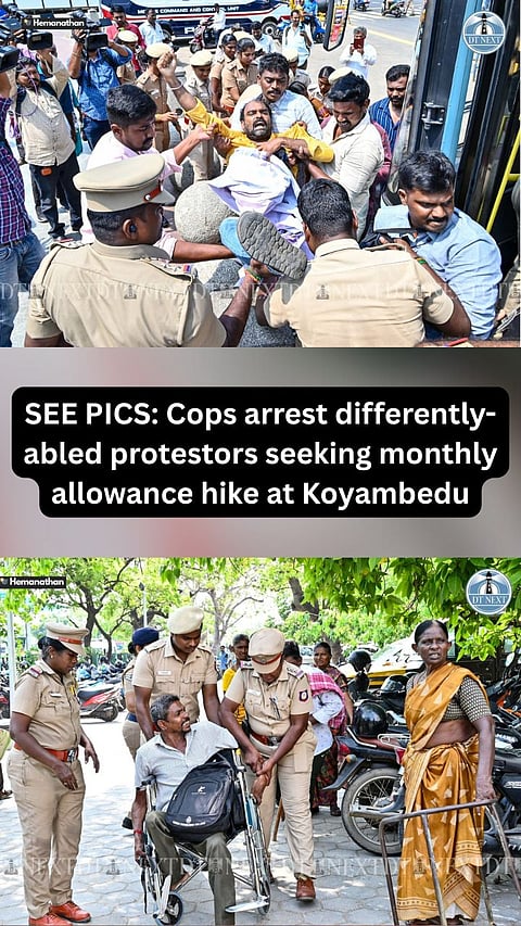 SEE PICS: Cops arrest differently-abled protestors seeking monthly allowance hike at Koyambedu