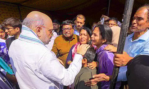 Union Home Minister Amit Shah meets family members of 26 people killed in the terror attack in Jammu and Kashmir's Pahalgam and survivors of the attack (PTI)