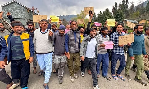 People from Kashmir takes part in a protest march against Pahalgam terror attack (PTI)