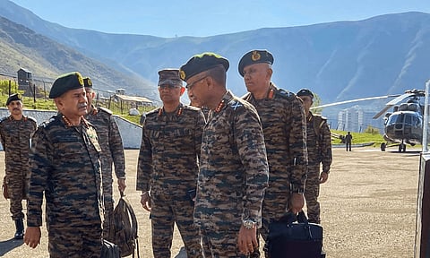 Army Chief General Upendra Dwivedi during his visit to review the situation (PTI)&nbsp;